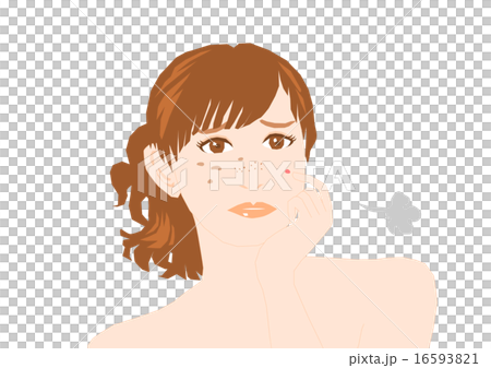 女性 ニキビ シミ そばかす イラスト 16593821