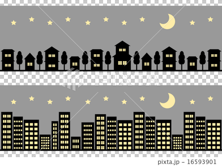 街並 イラスト 背景 夜のイラスト素材
