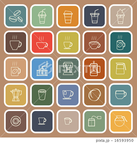 Coffee line flat icons on brown background Coffee line flat icons on brown background 16593950