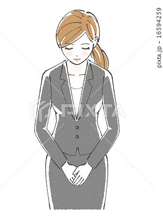 スーツ姿の女性イラスト お辞儀 のイラスト素材