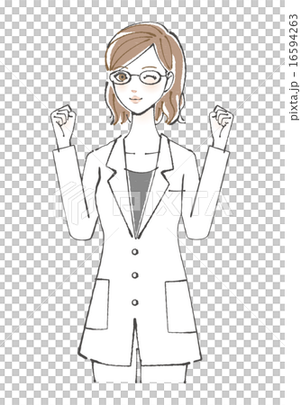穿著白大衣(膽量姿勢)的女性插圖 穿著白大衣(膽量姿勢)的女性插圖 16594263