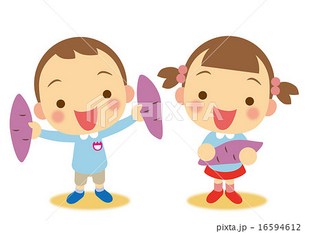 芋ほりの収穫 園児のイラスト素材