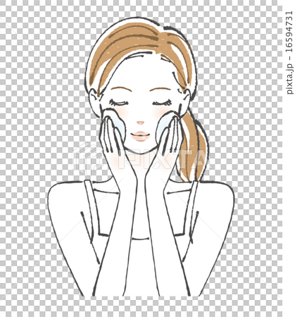 スキンケアする女性イラスト 16594731