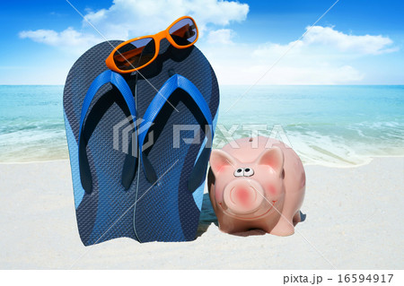 Pink piggy bank and Flip Flops 16594917