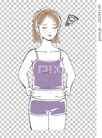 Female illustration 2 grabbing stomach meat 2 16595140