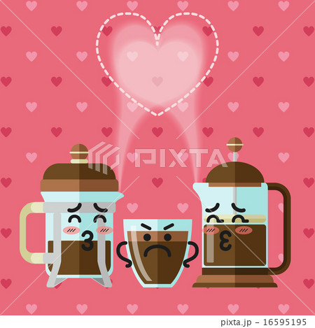 loving couple of  French press coffee maker 16595195