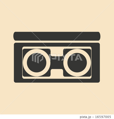 Flat in black and white mobile application video cassette 16597005