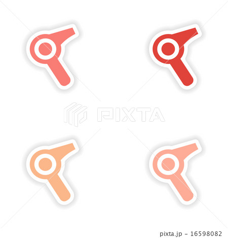assembly realistic sticker design on paper hairdryer 16598082