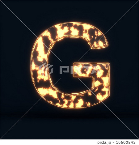 Glass glowing fire letter G symbol 16600845