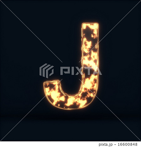 Glass glowing fire letter J symbol 16600848