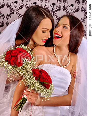 Wedding lesbians girl in bridal dress. 16601866