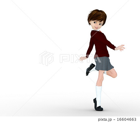 可愛い女子高生 デフォルメ Perming 3dcg イラスト素材のイラスト素材