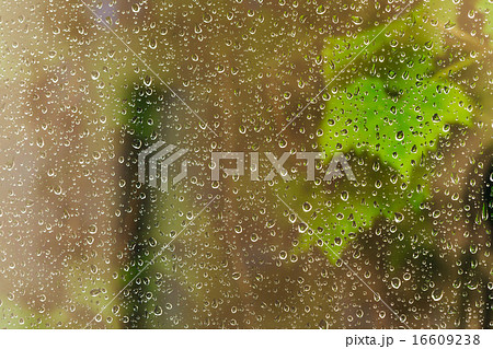 raindrops on window pane during night rain 16609238