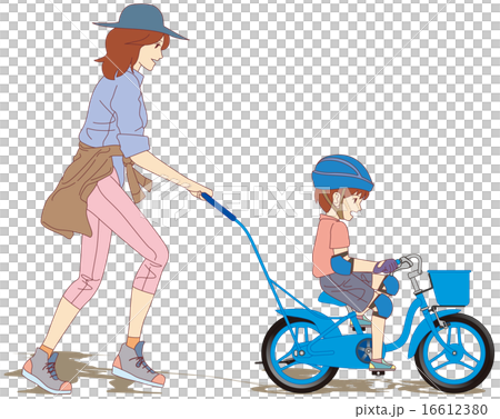 4-初めての自転車練習-お母さん、まだ手を離さないでね（左側面） 16612380