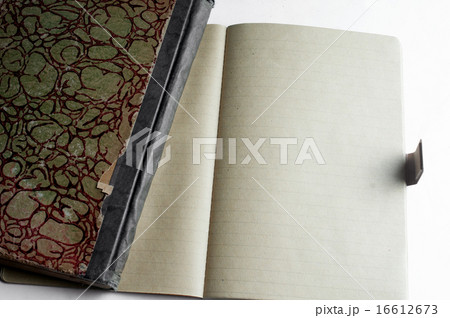 Old cover with opened copybook isolated on white 16612673