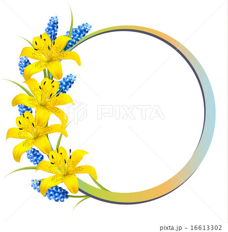 Flower background with yellow lilies and lavender 16613302