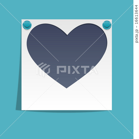 Love photo frame on wall with pink pins on blue Love photo frame on wall with pink pins on blue 16613644