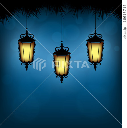 lanterns with pine on blue lanterns with pine on blue 16613715