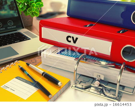 Red Office Folder with Inscription CV. Red Office Folder with Inscription CV. 16614453
