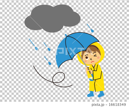 雨とレインコートと子供【三頭身・シリーズ】 16618349
