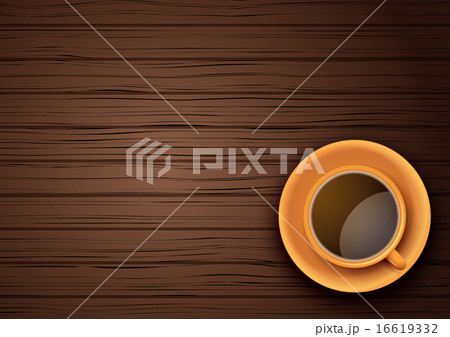 Orange Cup of coffee or tea on the table dark wood 16619332