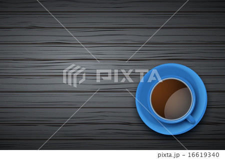 Cup of coffee or tea on the table dark wood 16619340