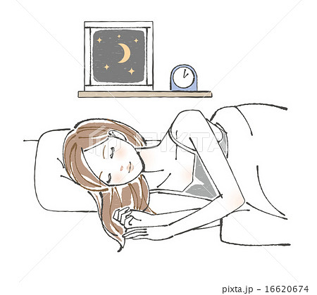 すこやかに眠る女性イラストのイラスト素材