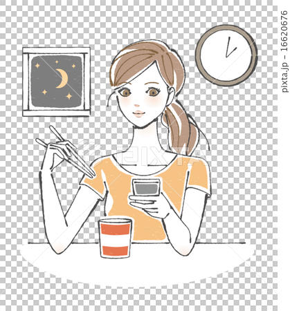 深夜まで起きている女性イラスト 16620676