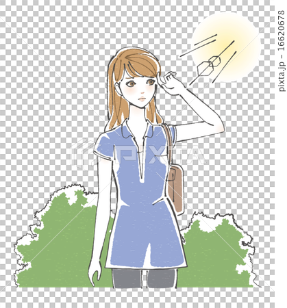 Illustration of a woman exposed to ultraviolet rays (spring and summer) 16620678