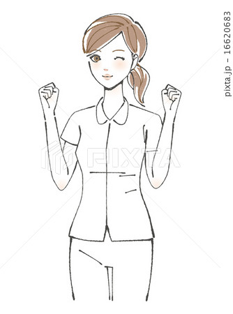 ガッツポーズする看護士イラスト 16620683