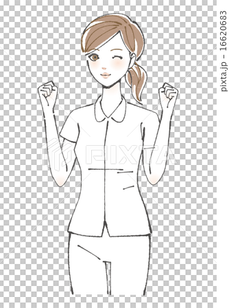 ガッツポーズする看護士イラスト 16620683