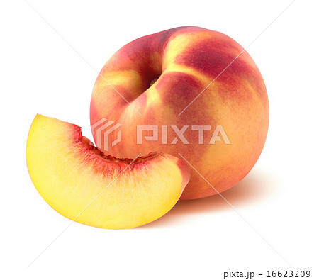 One whole peach quarter piece isolated on white 16623209