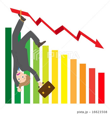 hanging businessman on arrow wave statistics chart hanging businessman on arrow wave statistics chart 16623508