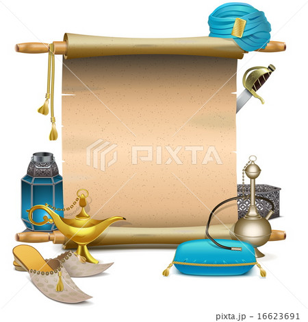 Vector Scroll with Eastern Accessoriesのイラスト素材 [16623691