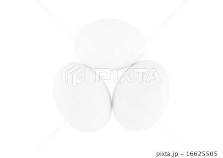 Three white eggs isolated on white background 16625505
