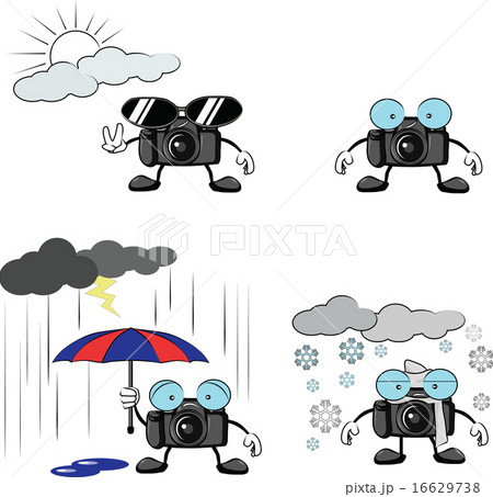 Camera cartoon in sunny, rainy and winter Camera cartoon in sunny, rainy and winter 16629738