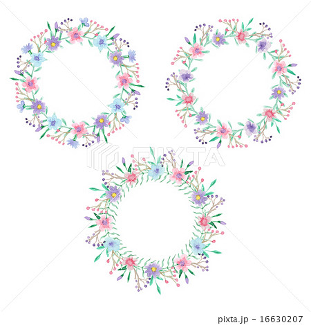 Watercolor floral frame set. Watercolor floral frame set. 16630207
