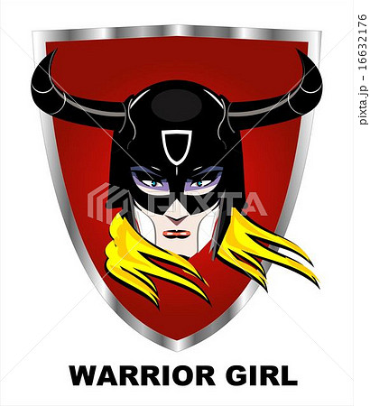 Blonde warrior girl over red shield Blonde warrior girl over red shield 16632176
