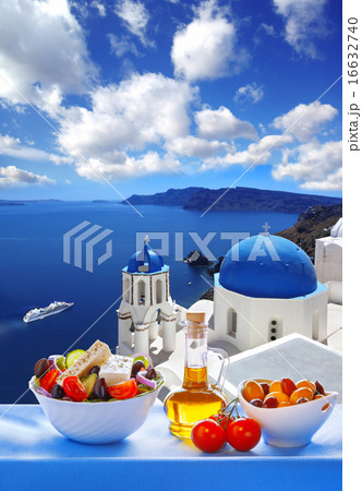 Greek salad  in Santorini island in Greece 16632740