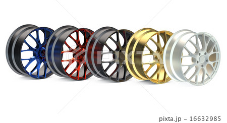 row from colored car rims row from colored car rims 16632985