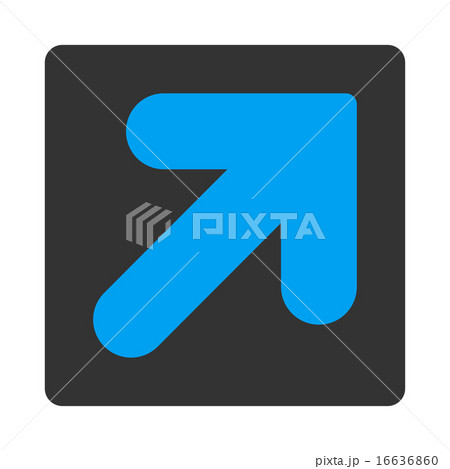 Arrow Up Right flat blue and gray colors rounded button 16636860