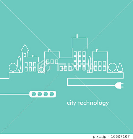 Concept electric circuit city. Vector flat design 16637107
