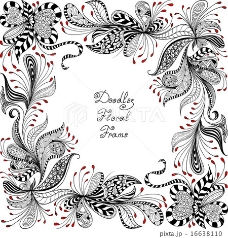 vector red, black and white floral pattern 16638110