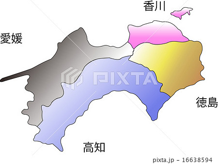 四国動物地図シルエットのイラスト素材