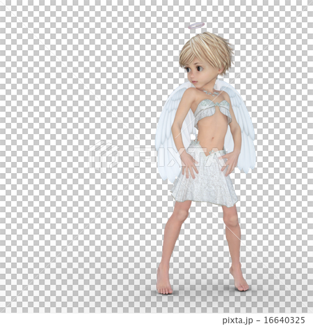 Cute angel deformed perming3DCG illustrations material 16640325