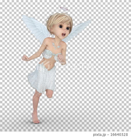 Cute angel deformed perming3DCG illustrations material 16640328