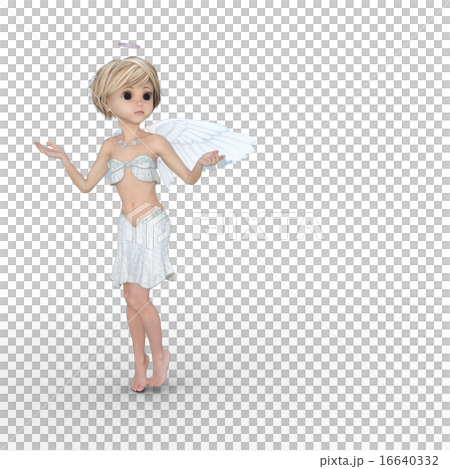 Cute angel deformed perming3DCG illustrations material 16640332