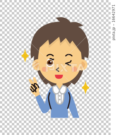 ショートカットの女性【三頭身・シリーズ】 ショートカットの女性【三頭身・シリーズ】 16642971