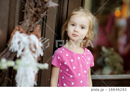 Adorable little girl portrait outdoors 16646283