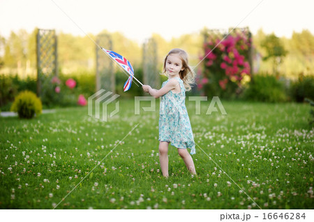 Adorable little girl with United Kingdom flag 16646284